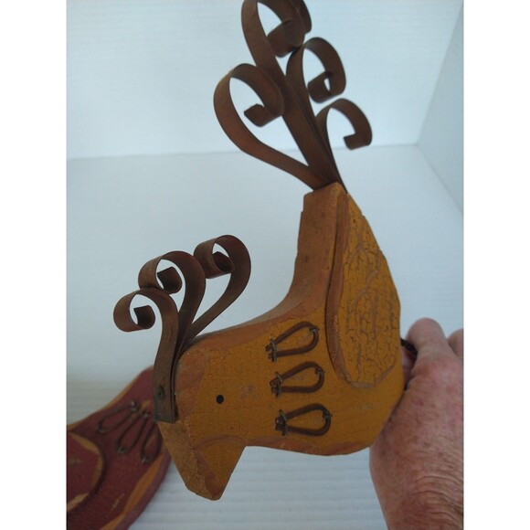 Wooden Metal Bird Statue Sculpture Folk Art Primitive Farm chicken decor - Picture 7 of 16